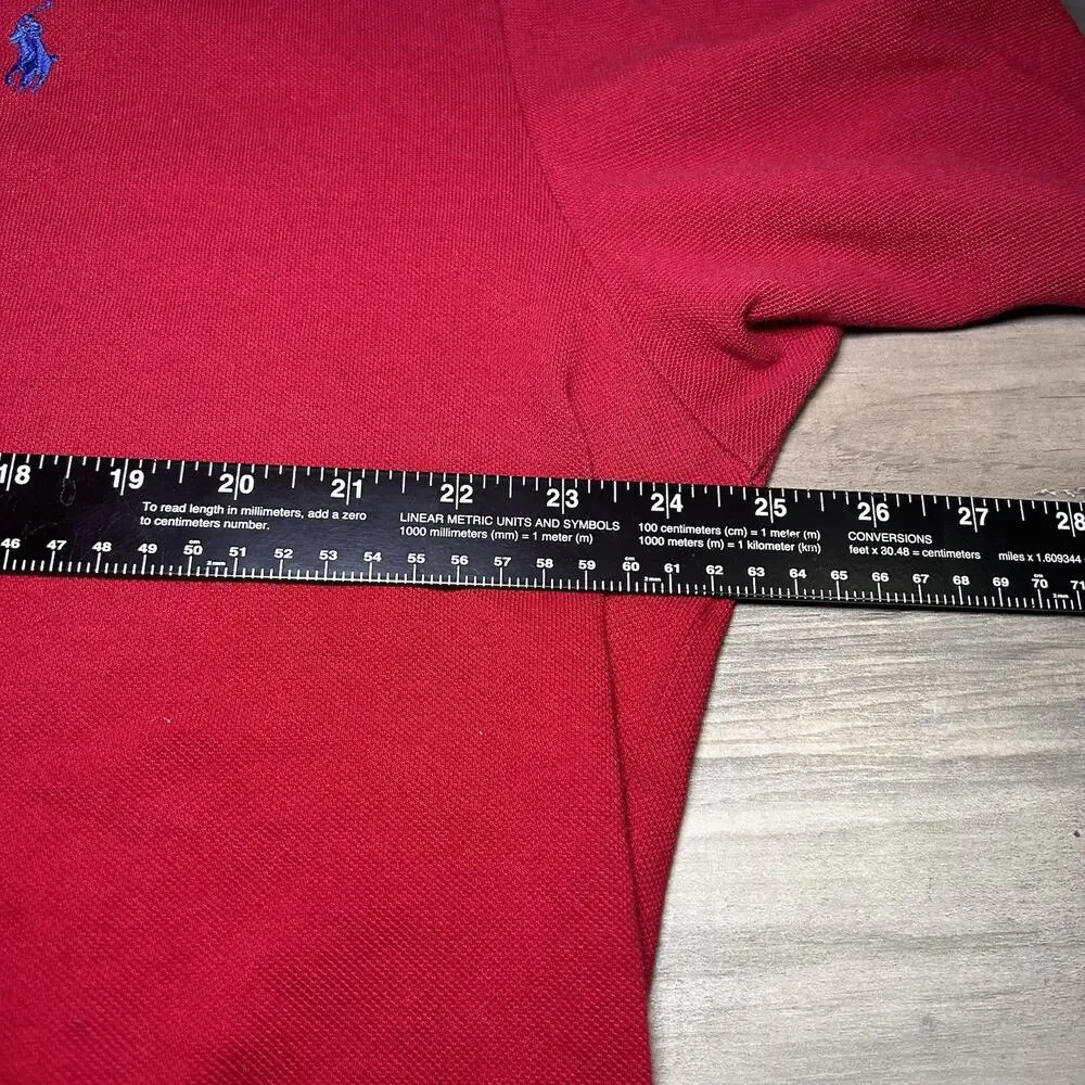 Polo Ralph Lauren Polo Shirt Long Sleeve 100 % Cotton Red Men's Extra Large